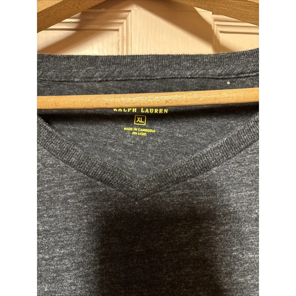 Ralph Lauren Polo Shirt Adult XL Gray Red Pony Preppy Cotton Casual Mens
